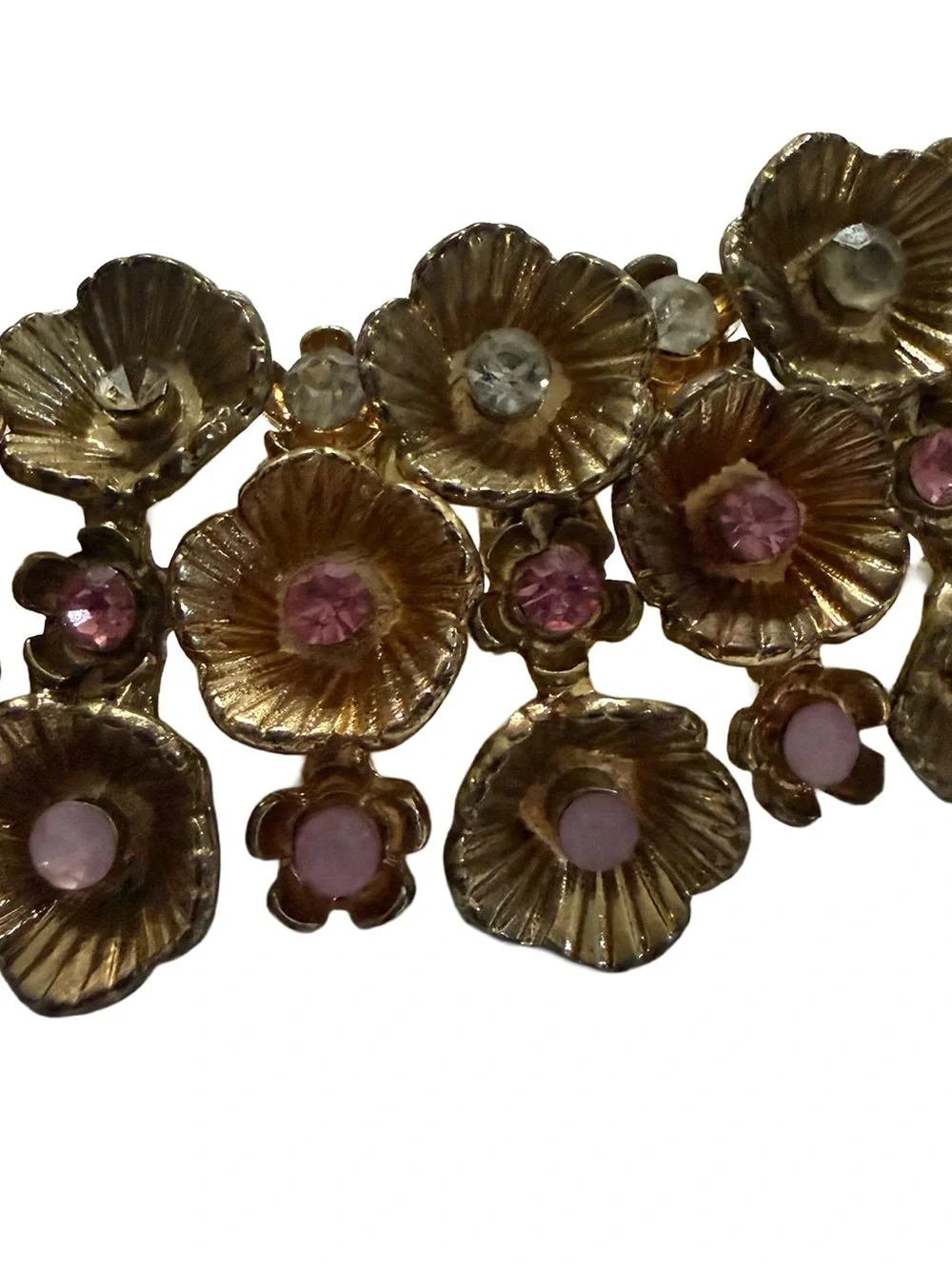 Gold Floral Faux Pearl Statement Necklace - Pink Accents